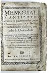 OCCULT  LACERDA, MANUEL DE. Memorial e Antidoto, contra os Pôs Venenosos que o Daemonio inventou.  1631